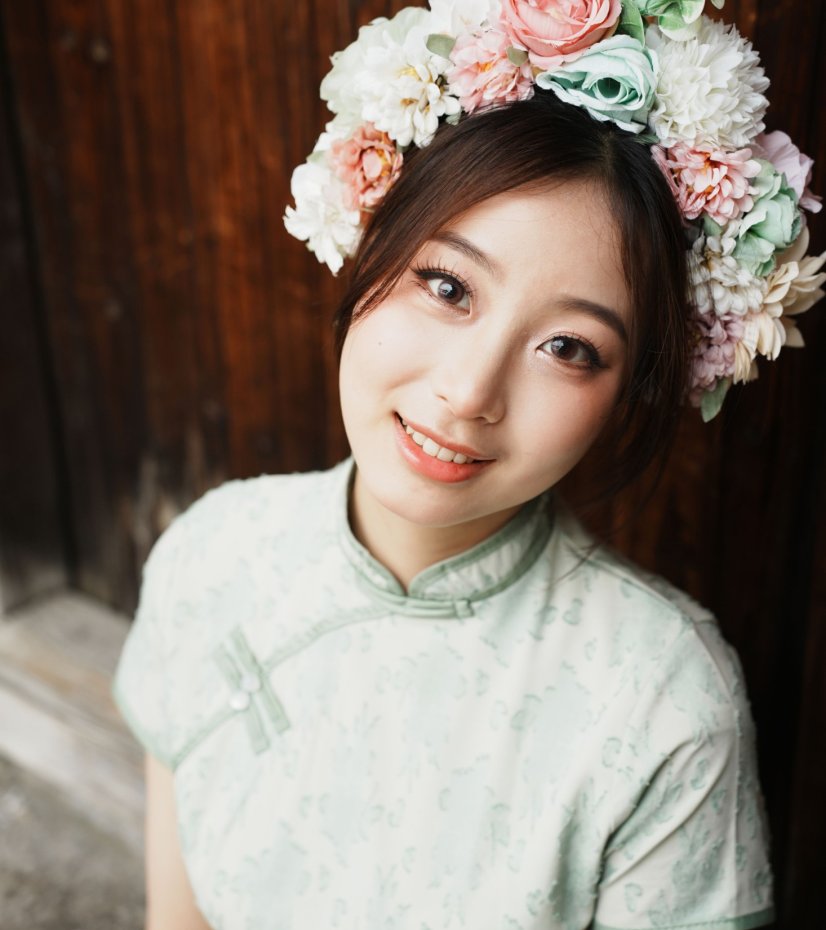 小u – 《绿色旗袍簪花》[17P]